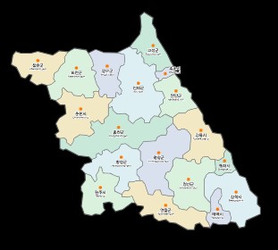 강원도 지역 지도